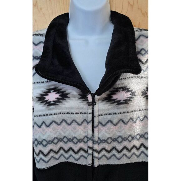 Soft Plush Zip-Up Fleece Jacket Tribal Aztec Pattern cottagecore grannycore - Picture 3 of 9